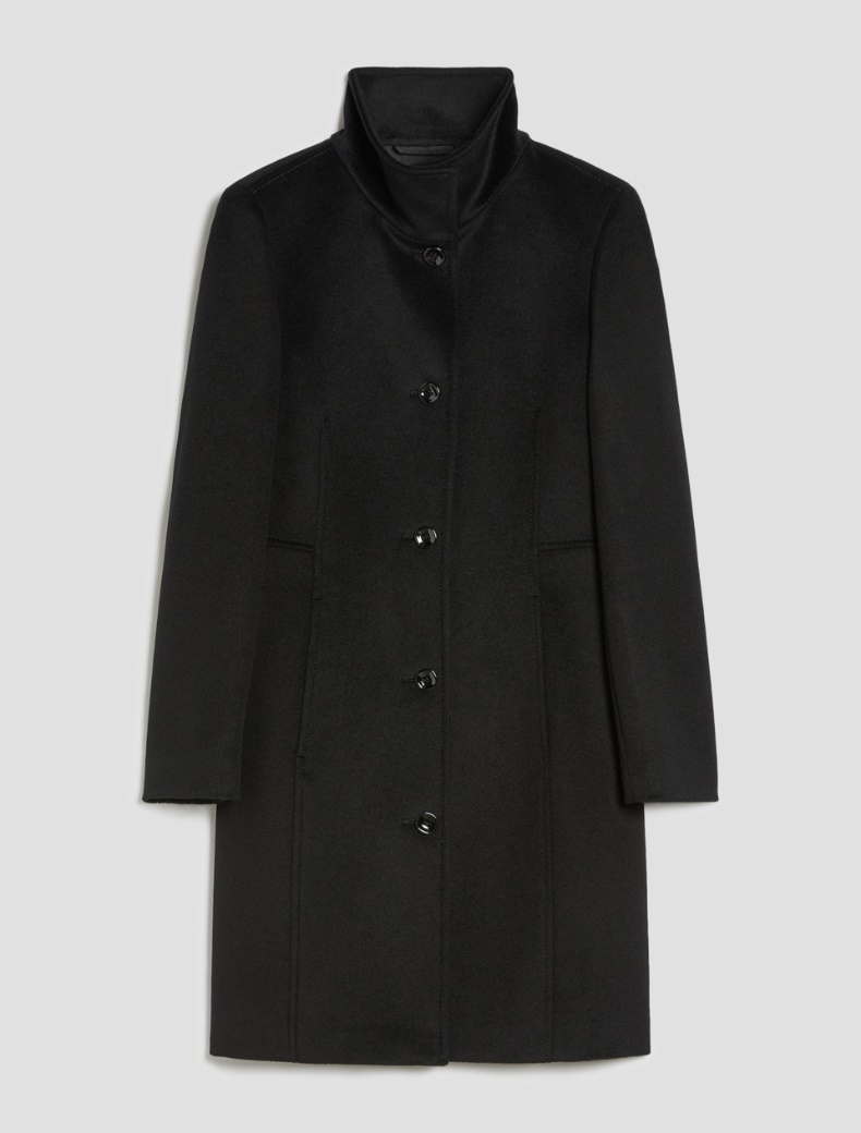 Slim-fit wool broadcloth coat - BLACK - pennyblack