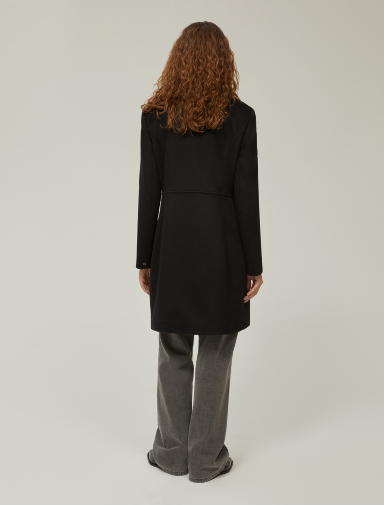 Slim-fit wool broadcloth coat - BLACK - pennyblack