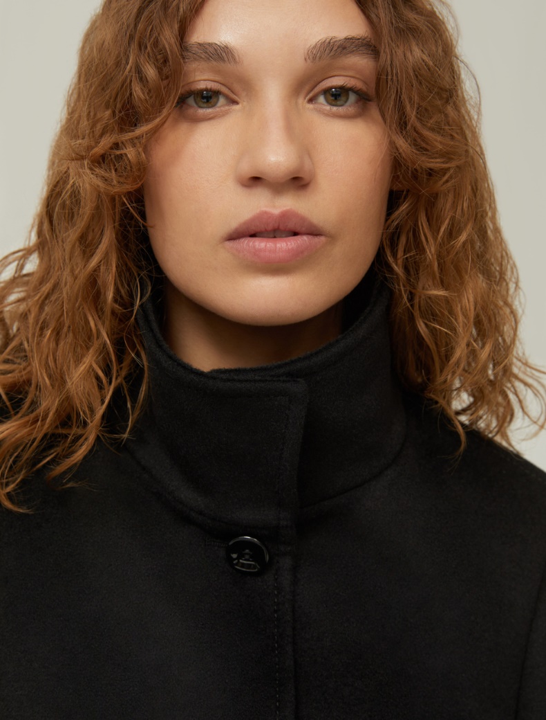 Slim-fit wool broadcloth coat - BLACK - pennyblack