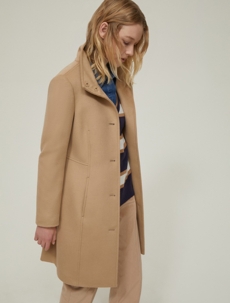 Slim-fit wool broadcloth coat - CAMEL - pennyblack