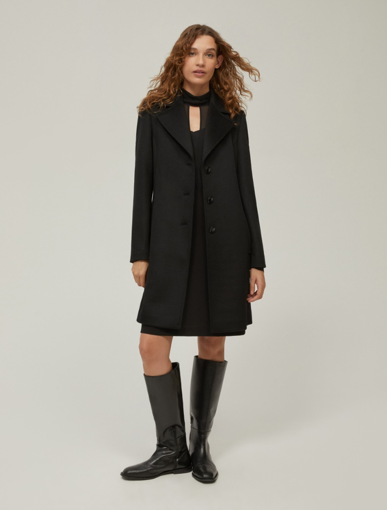Wool broadcloth coat - BLACK - pennyblack