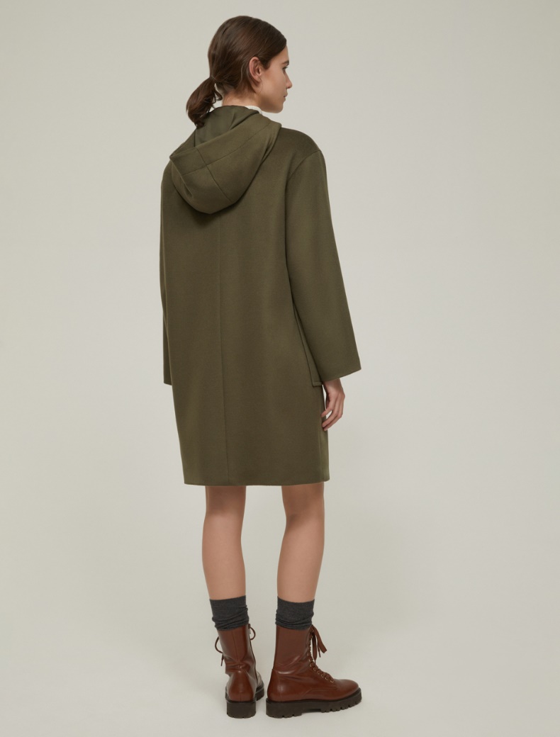 Hooded broadcloth coat - KAKI - pennyblack