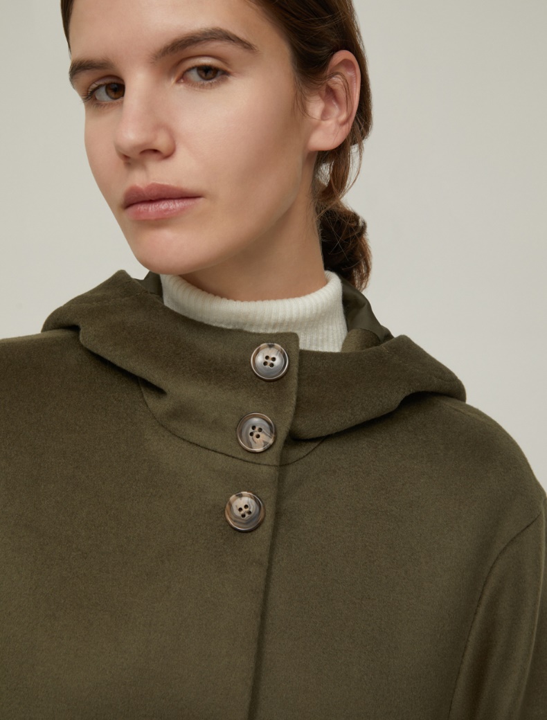 Hooded broadcloth coat - KAKI - pennyblack