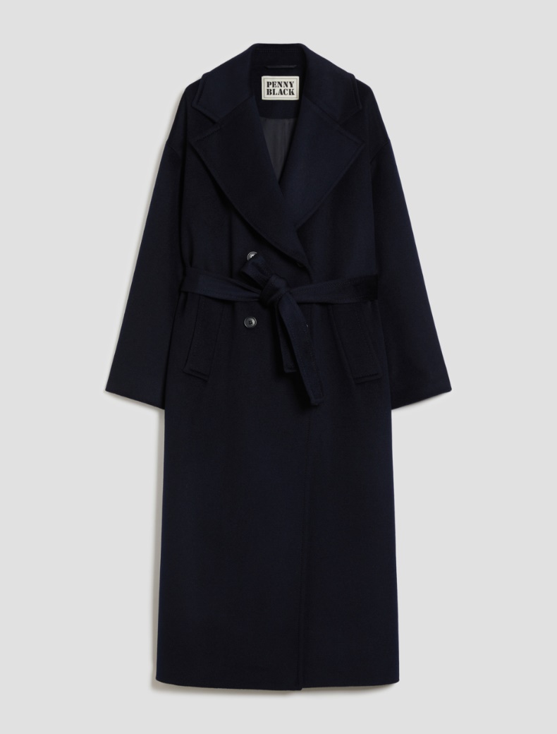 Double-breasted broadcloth coat - NAVY - pennyblack