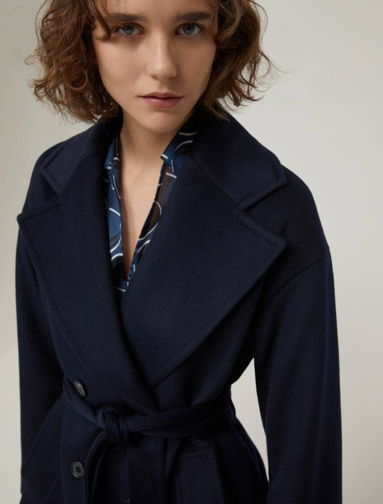Double-breasted broadcloth coat - NAVY - pennyblack