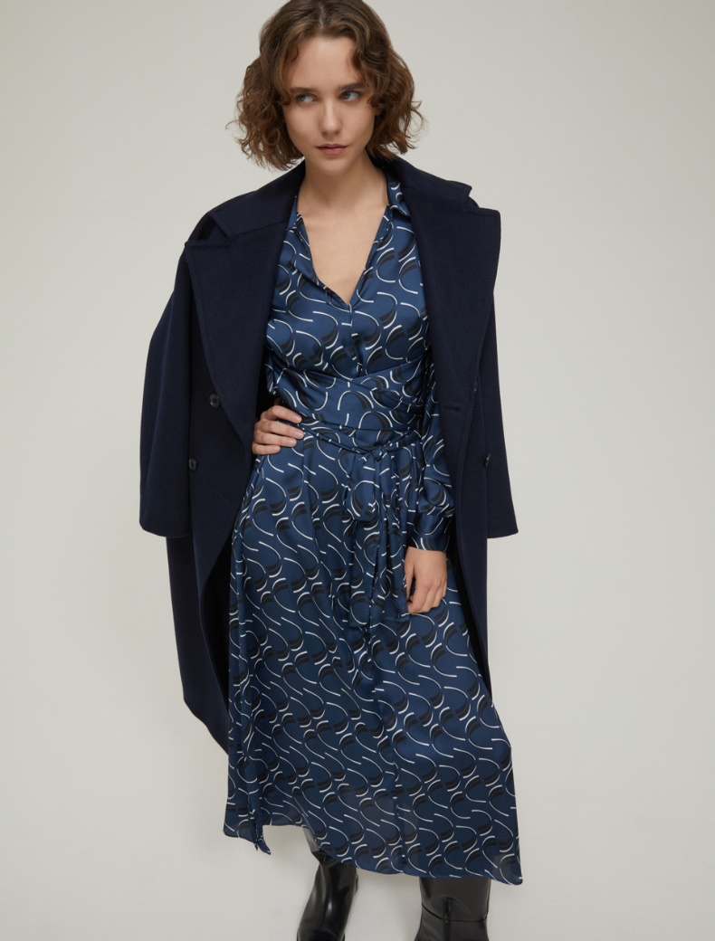 Double-breasted broadcloth coat - NAVY - pennyblack