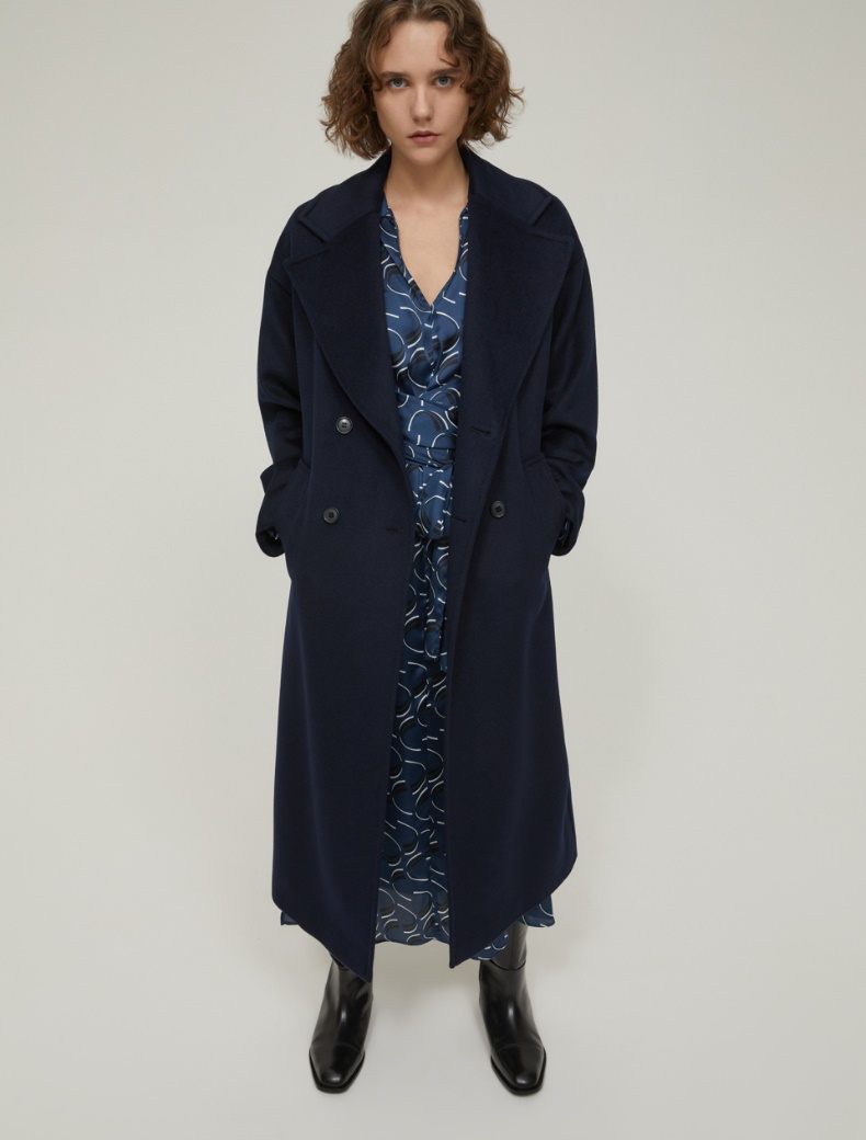 Double-breasted broadcloth coat - NAVY - pennyblack