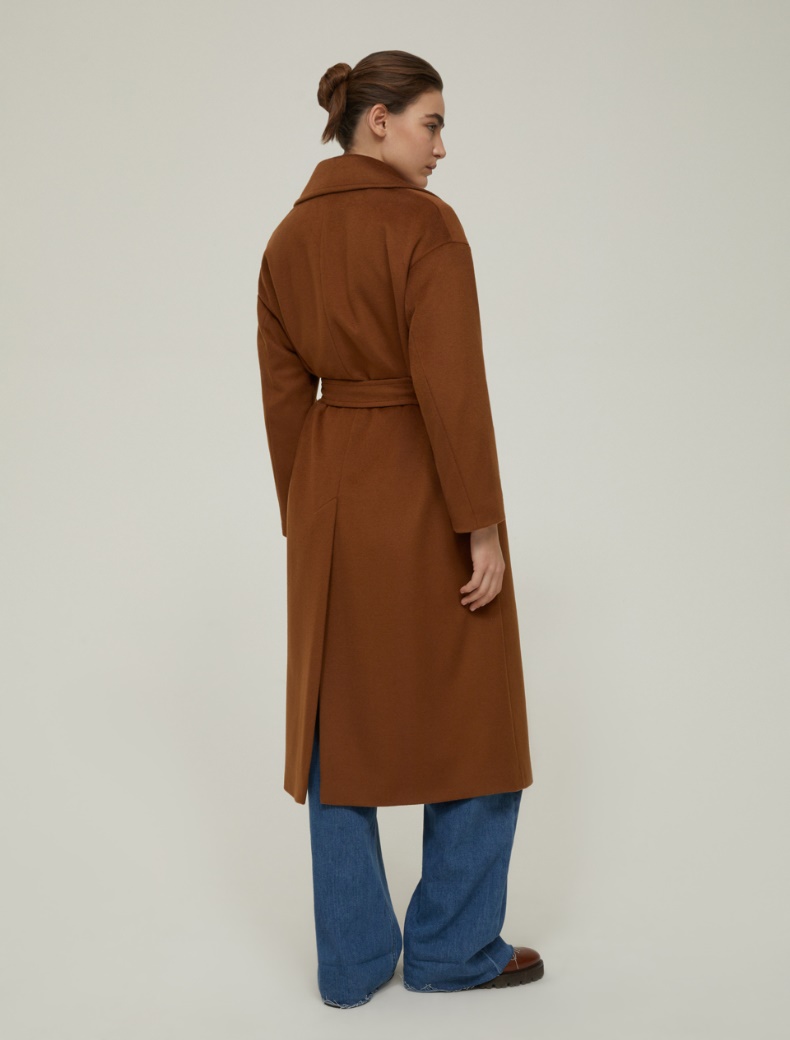 Double-breasted broadcloth coat - TOBACCO - pennyblack