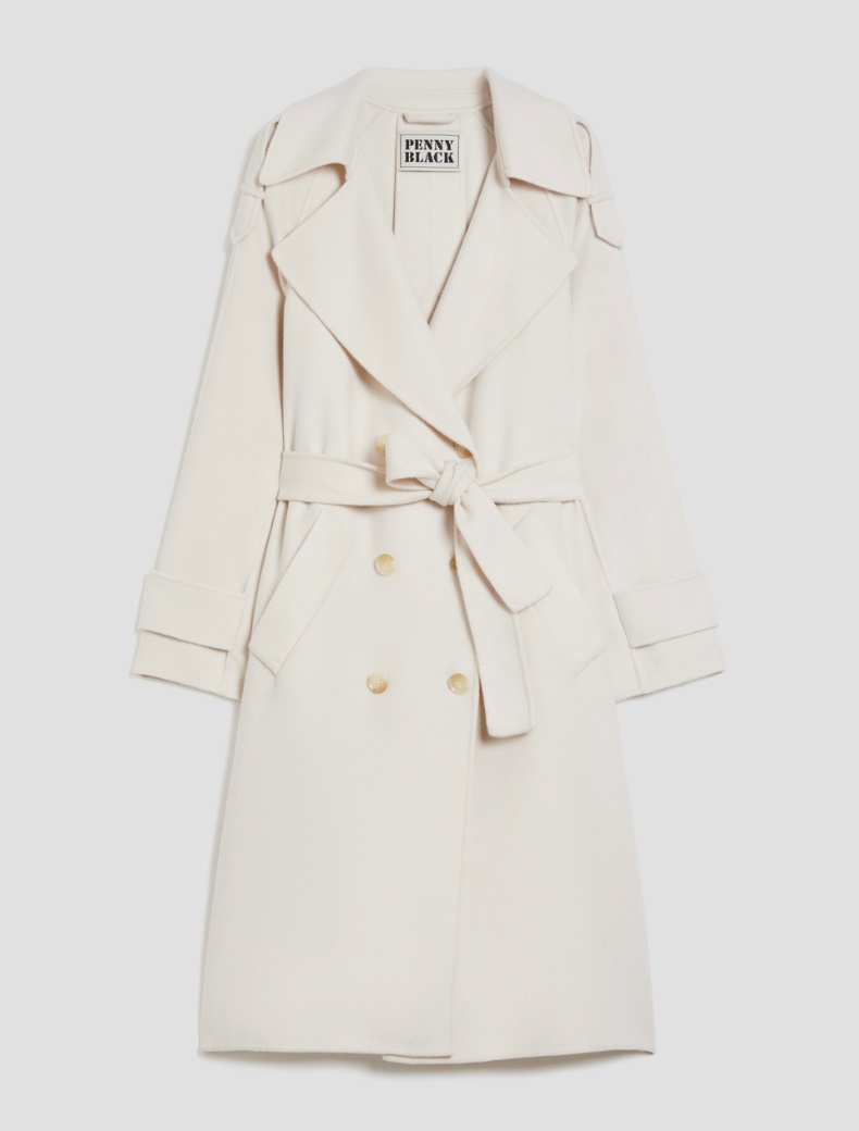 Double-woven wool-blend trench coat - IVORY - pennyblack