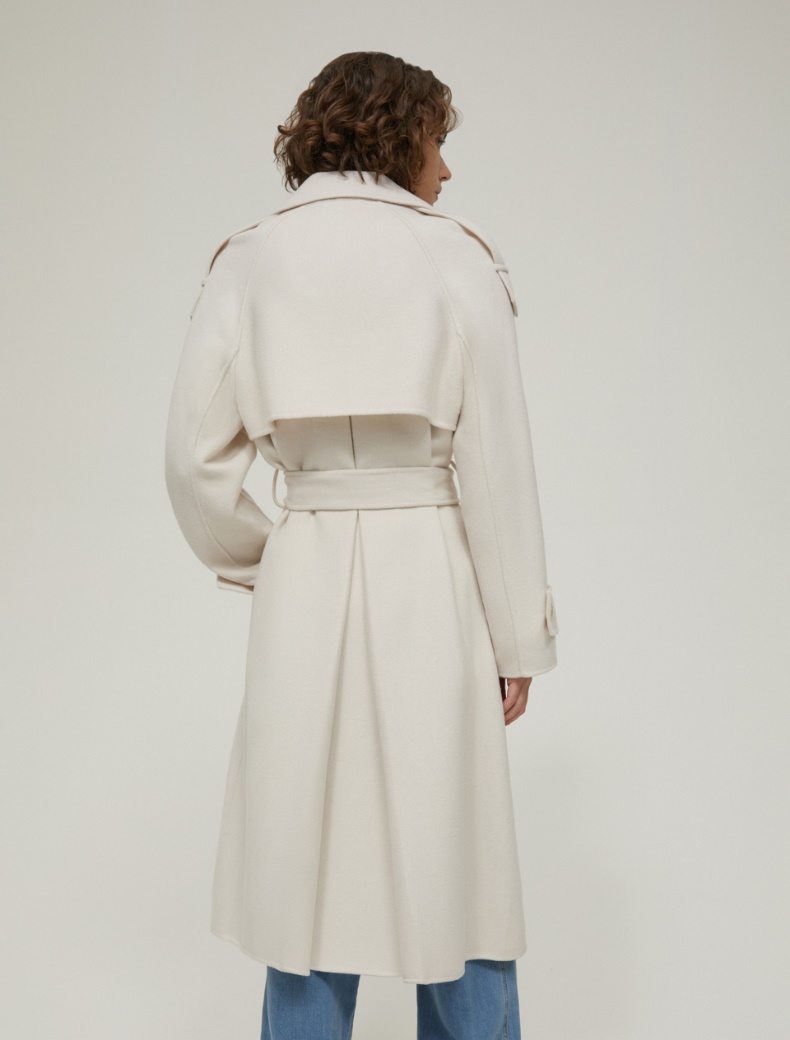 Double-woven wool-blend trench coat - IVORY - pennyblack
