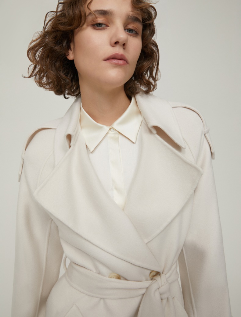 Double-woven wool-blend trench coat - IVORY - pennyblack