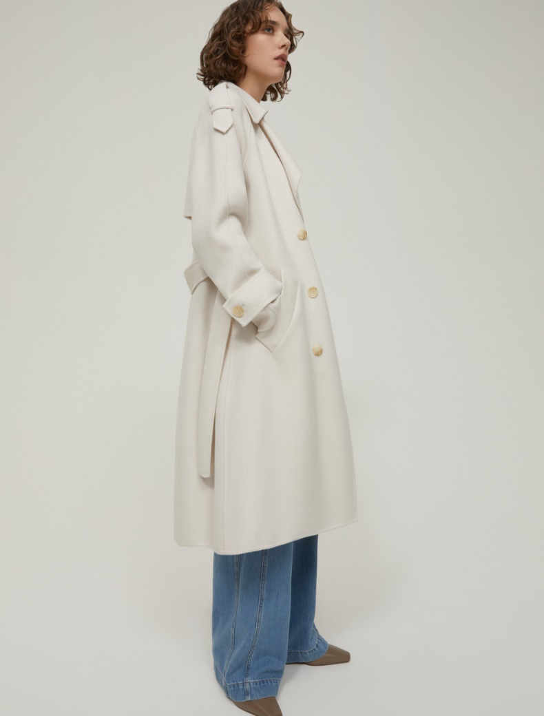 Double-woven wool-blend trench coat - IVORY - pennyblack