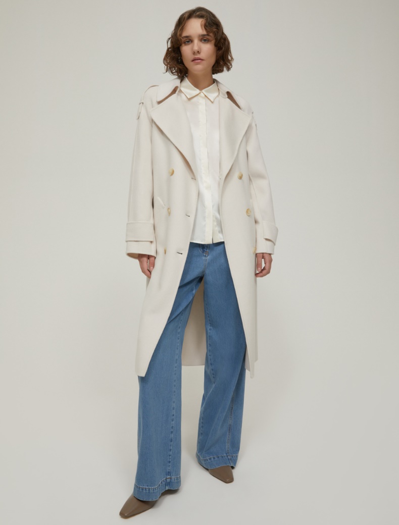 Double-woven wool-blend trench coat - IVORY - pennyblack