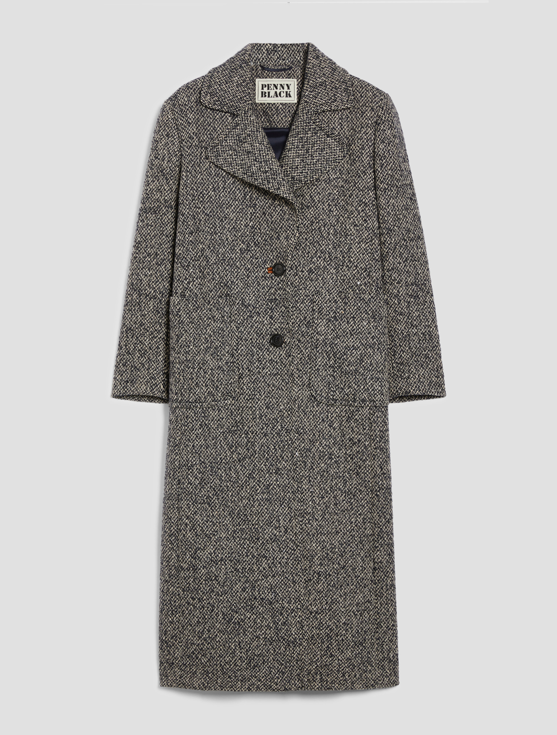 Tweed midi coat - NAVY - pennyblack