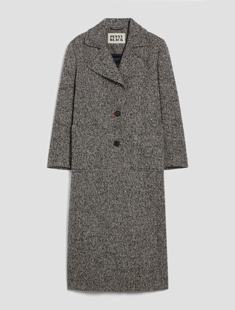 Tweed midi coat - NAVY - pennyblack