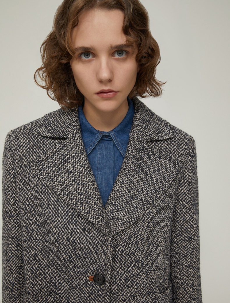 Tweed midi coat - NAVY - pennyblack