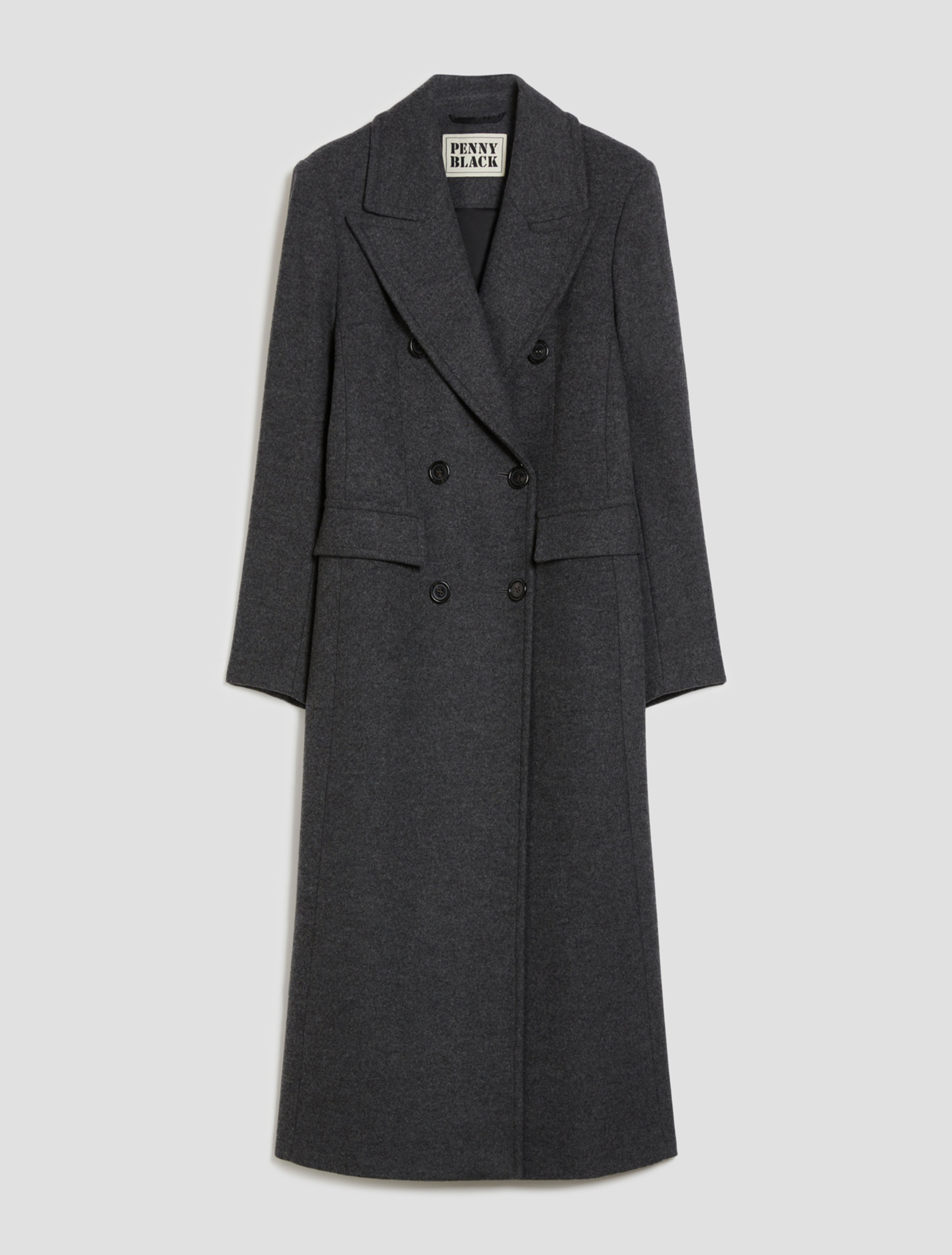 Cappotto doppiopetto in panno - GRIGIO SCURO - pennyblack