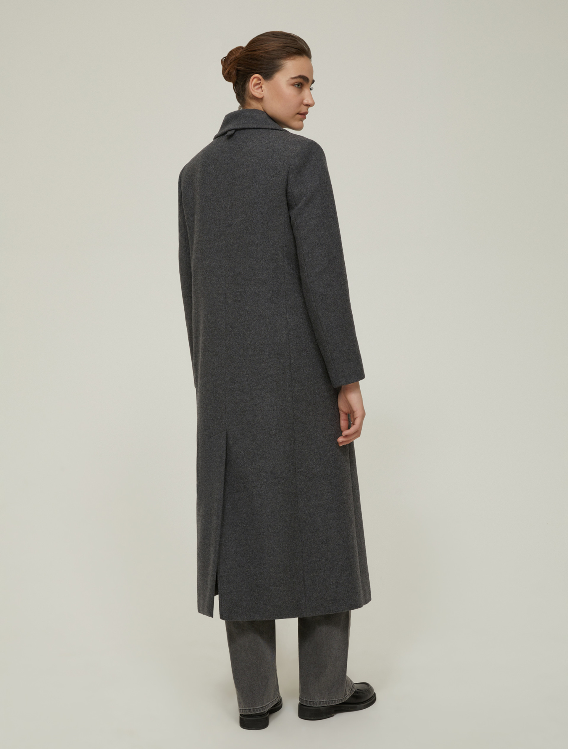 Cappotto doppiopetto in panno - GRIGIO SCURO - pennyblack