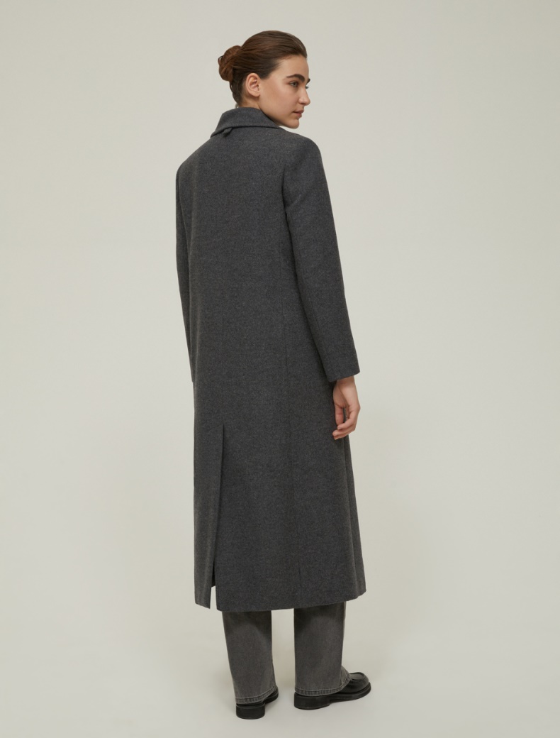 Double-breasted cloth coat - DARK GREY - pennyblack