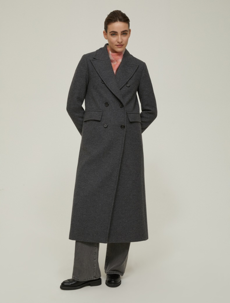 Cappotto doppiopetto in panno - GRIGIO SCURO - pennyblack