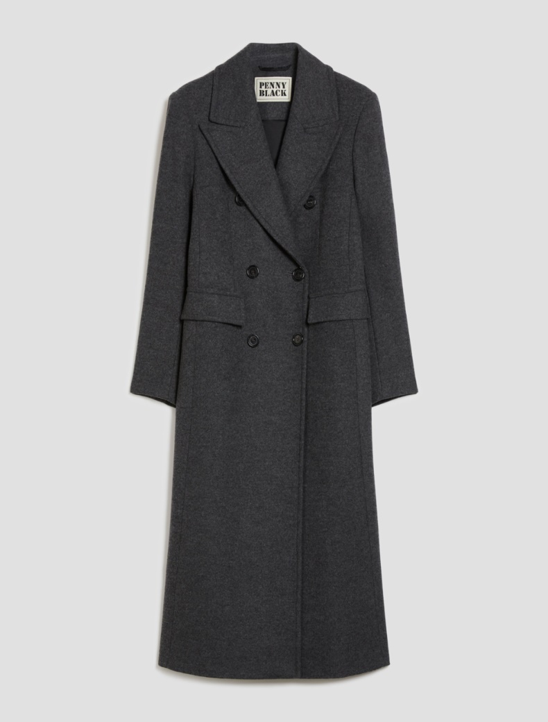 Cappotto doppiopetto in panno - GRIGIO SCURO - pennyblack