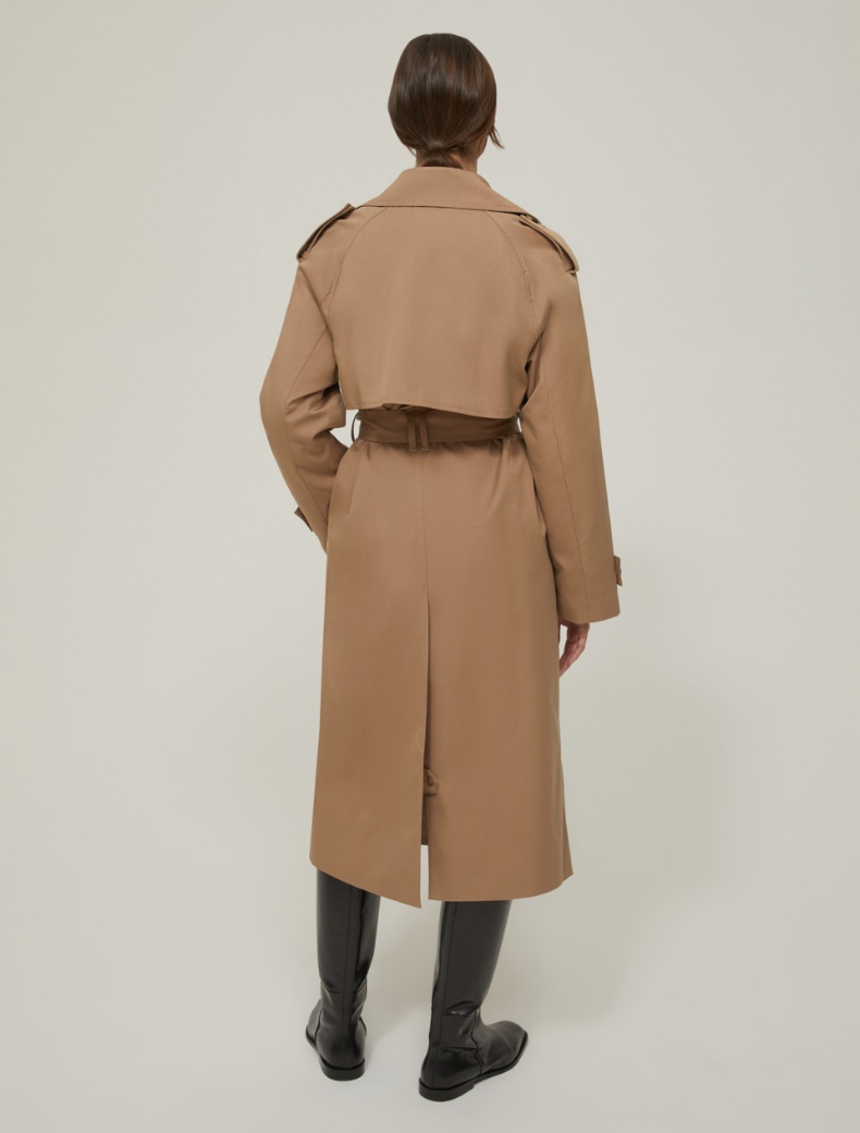Double-breasted gabardine trench coat - CAMEL - pennyblack