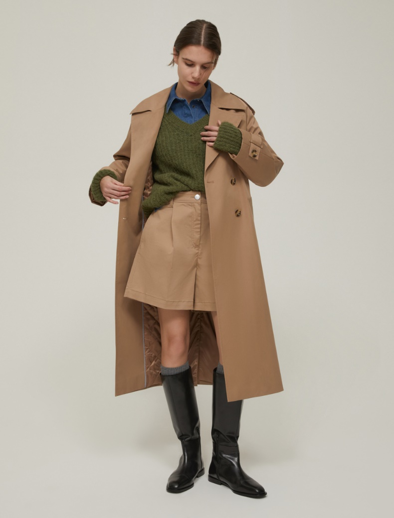 Double-breasted gabardine trench coat - CAMEL - pennyblack