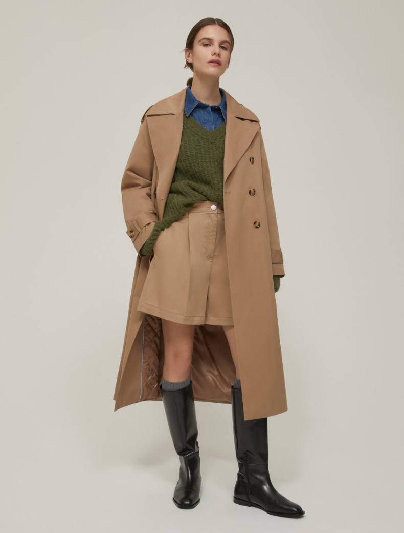Double-breasted gabardine trench coat - CAMEL - pennyblack