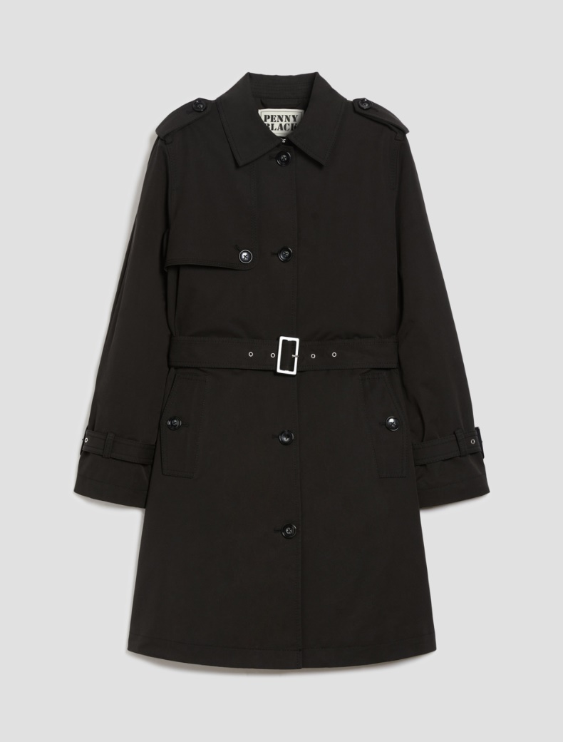 Single-breasted gabardine trench coat - BLACK - pennyblack