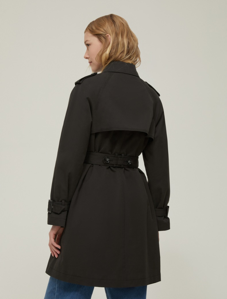 Single-breasted gabardine trench coat - BLACK - pennyblack