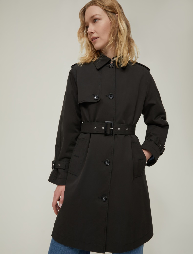 Single-breasted gabardine trench coat - BLACK - pennyblack