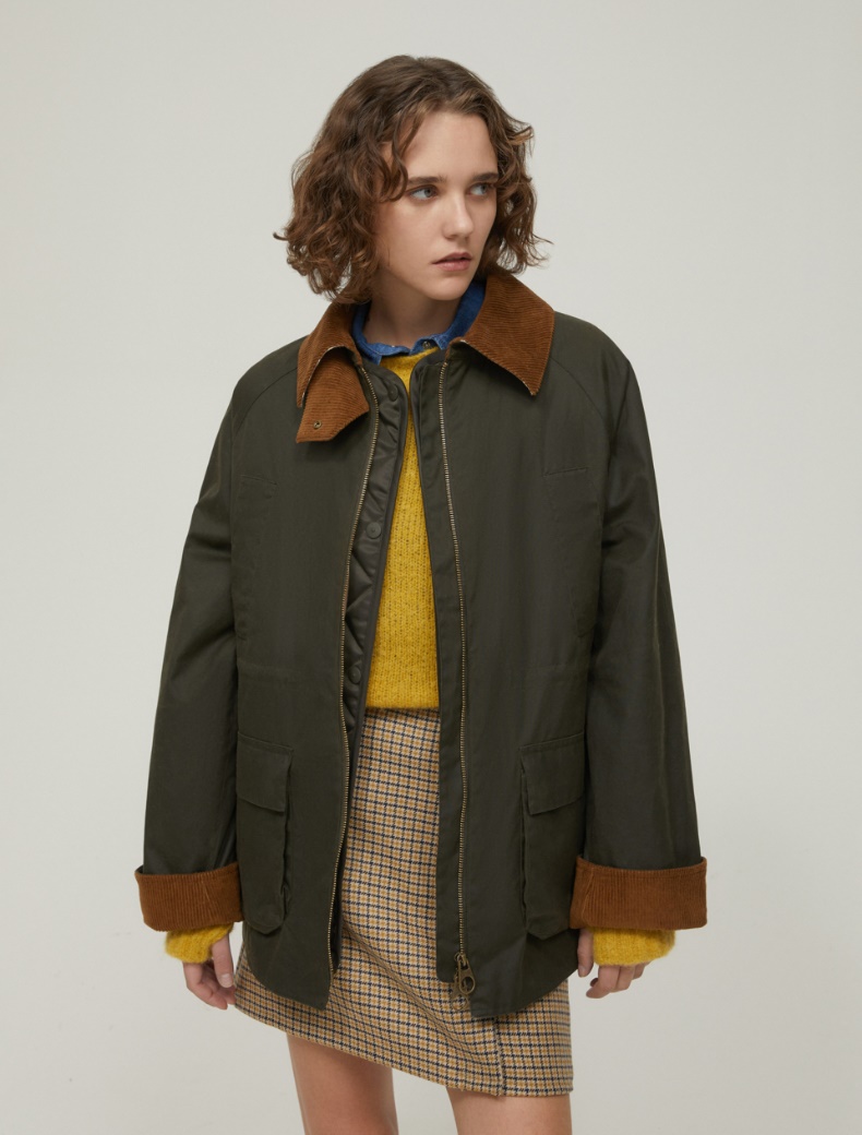 2-in-1 waxed cotton jacket - KAKI - pennyblack