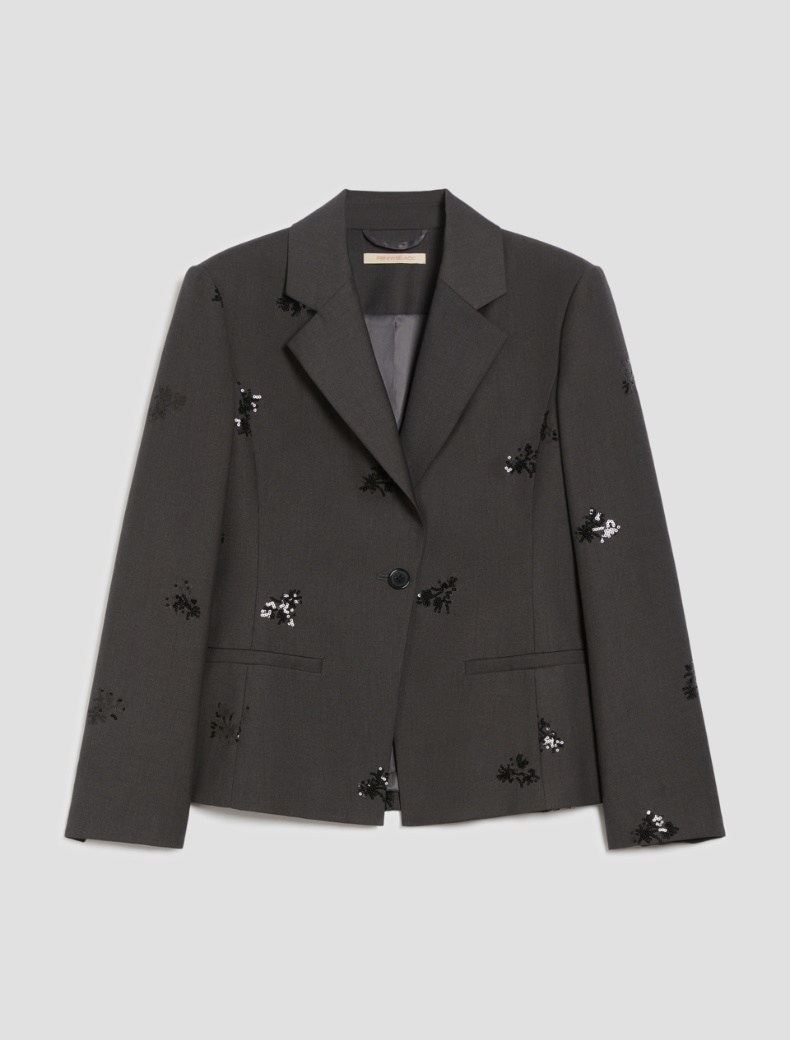 Sequin-embroidered blazer - GREY - pennyblack