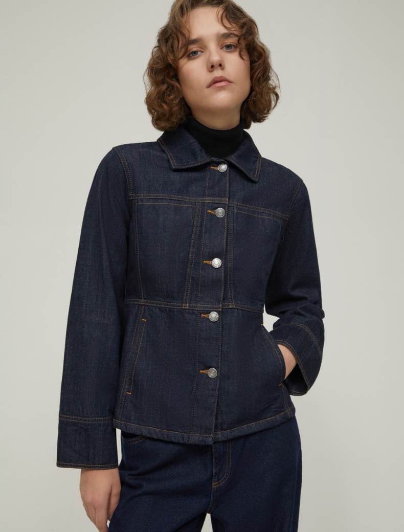 Slim-fit fluid denim jacket - MIDNIGHTBLUE - pennyblack