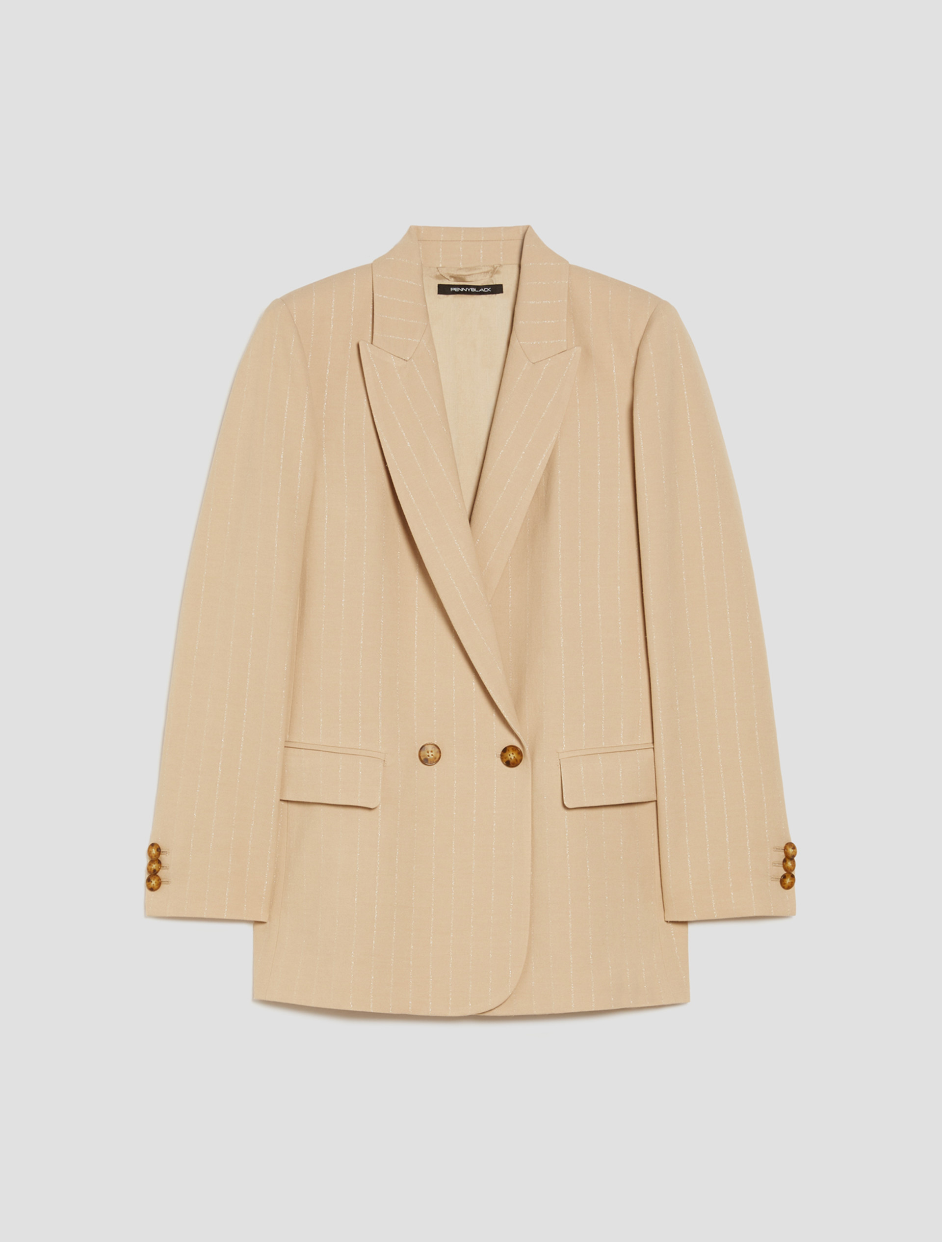 Lamé pinstriped gabardine blazer - CAMOMILE - pennyblack