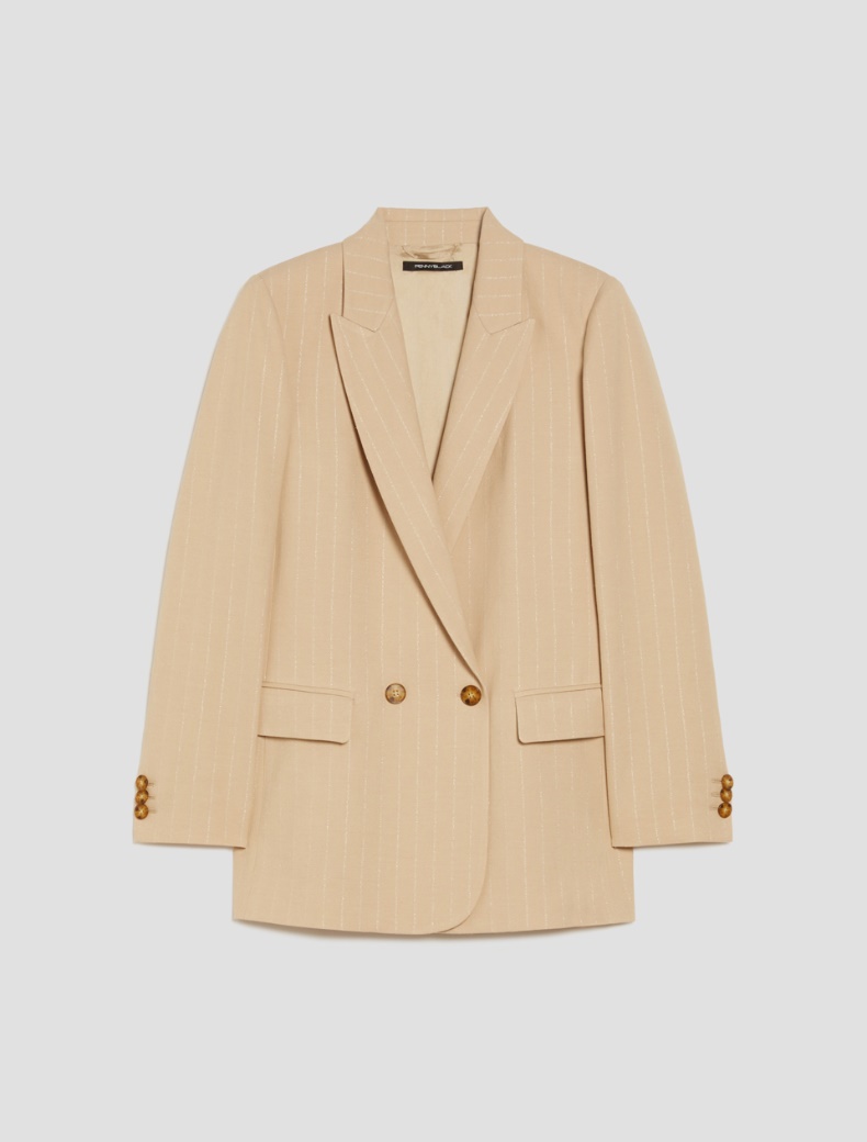 Lamé pinstriped gabardine blazer - CAMOMILE - pennyblack