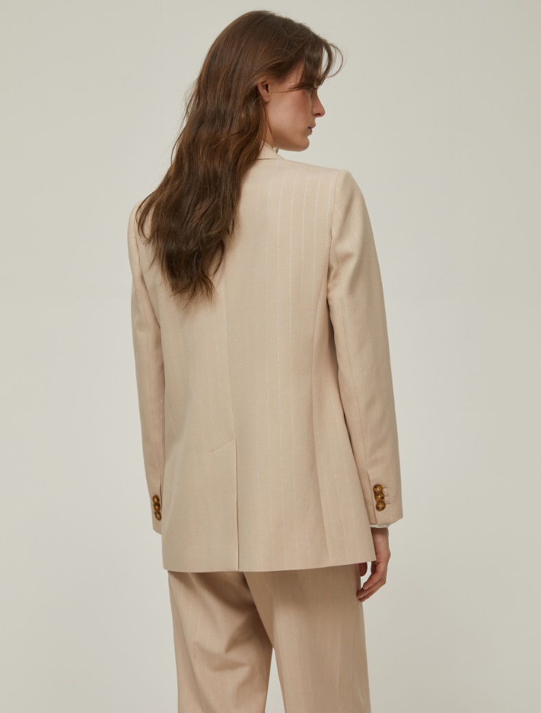 Lamé pinstriped gabardine blazer - CAMOMILE - pennyblack