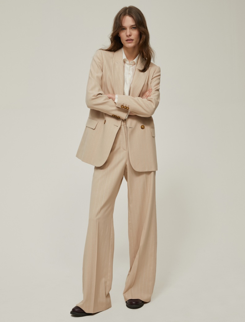 Lamé pinstriped gabardine blazer - CAMOMILE - pennyblack