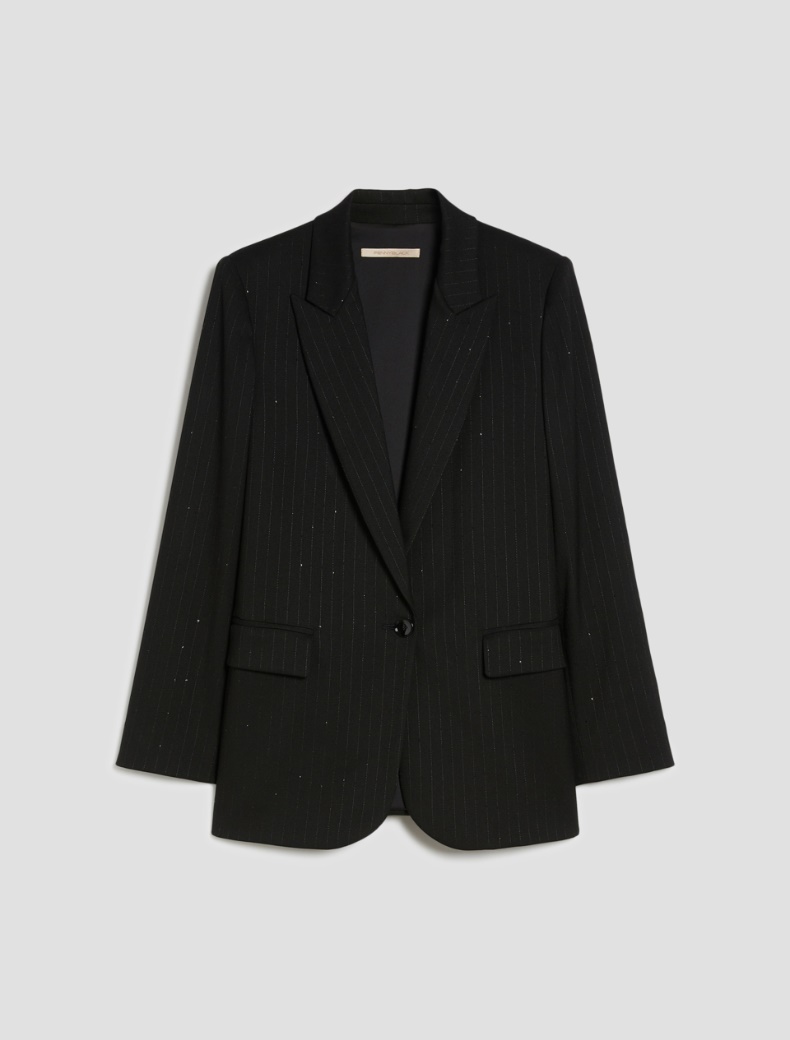 Sequin-adorned pinstripe blazer - BLACK - pennyblack