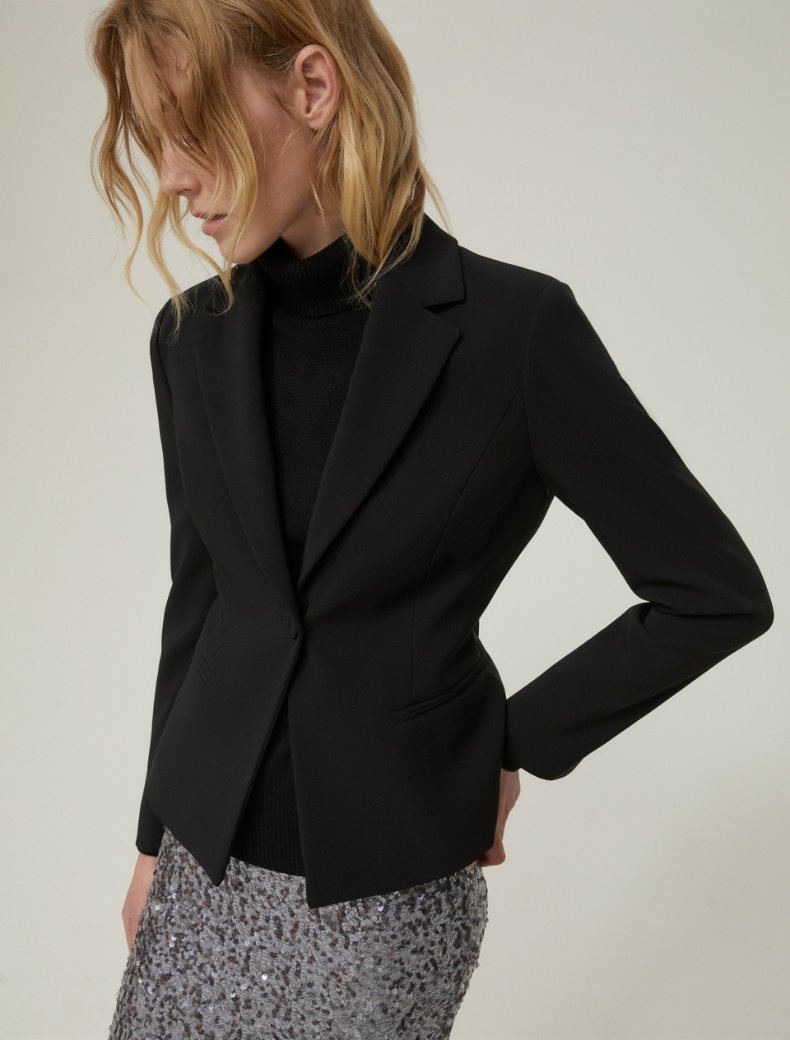 Slim single-breasted blazer - BLACK - pennyblack