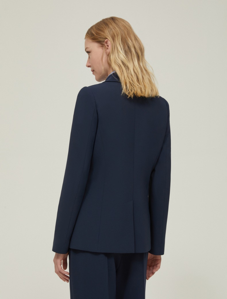 Single-breasted cady blazer - NAVY - pennyblack