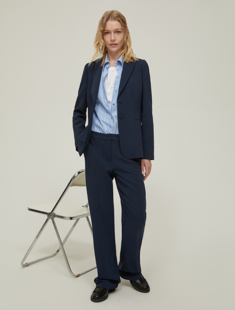 Single-breasted cady blazer - NAVY - pennyblack