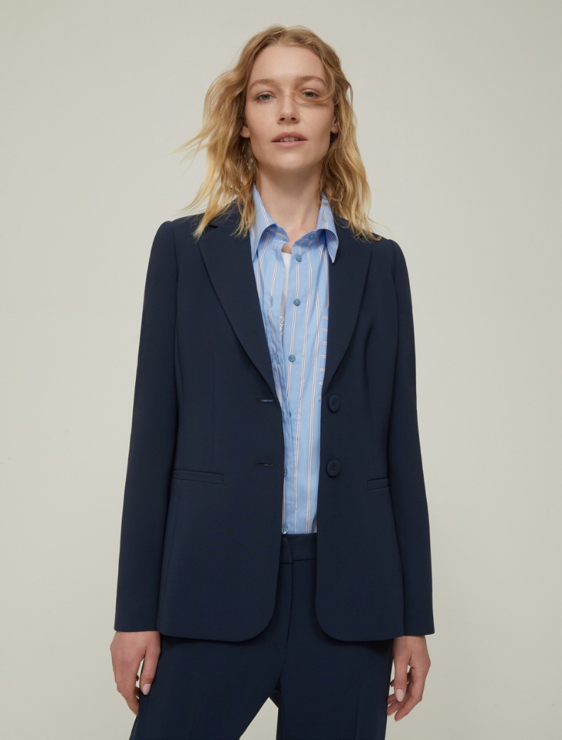 Single-breasted cady blazer - NAVY - pennyblack