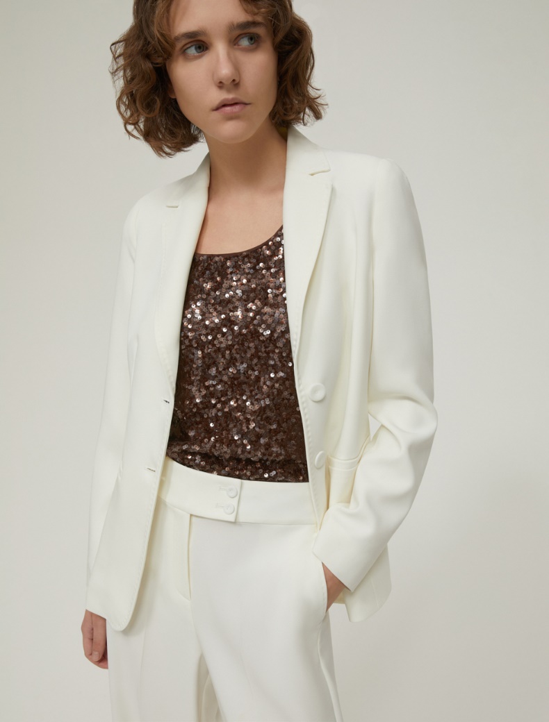 Single-breasted cady blazer - WOOL WHITE - pennyblack