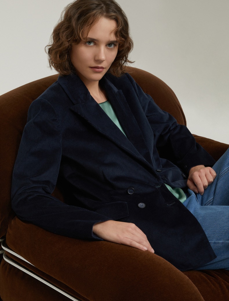 Corduroy blazer - NAVY - pennyblack