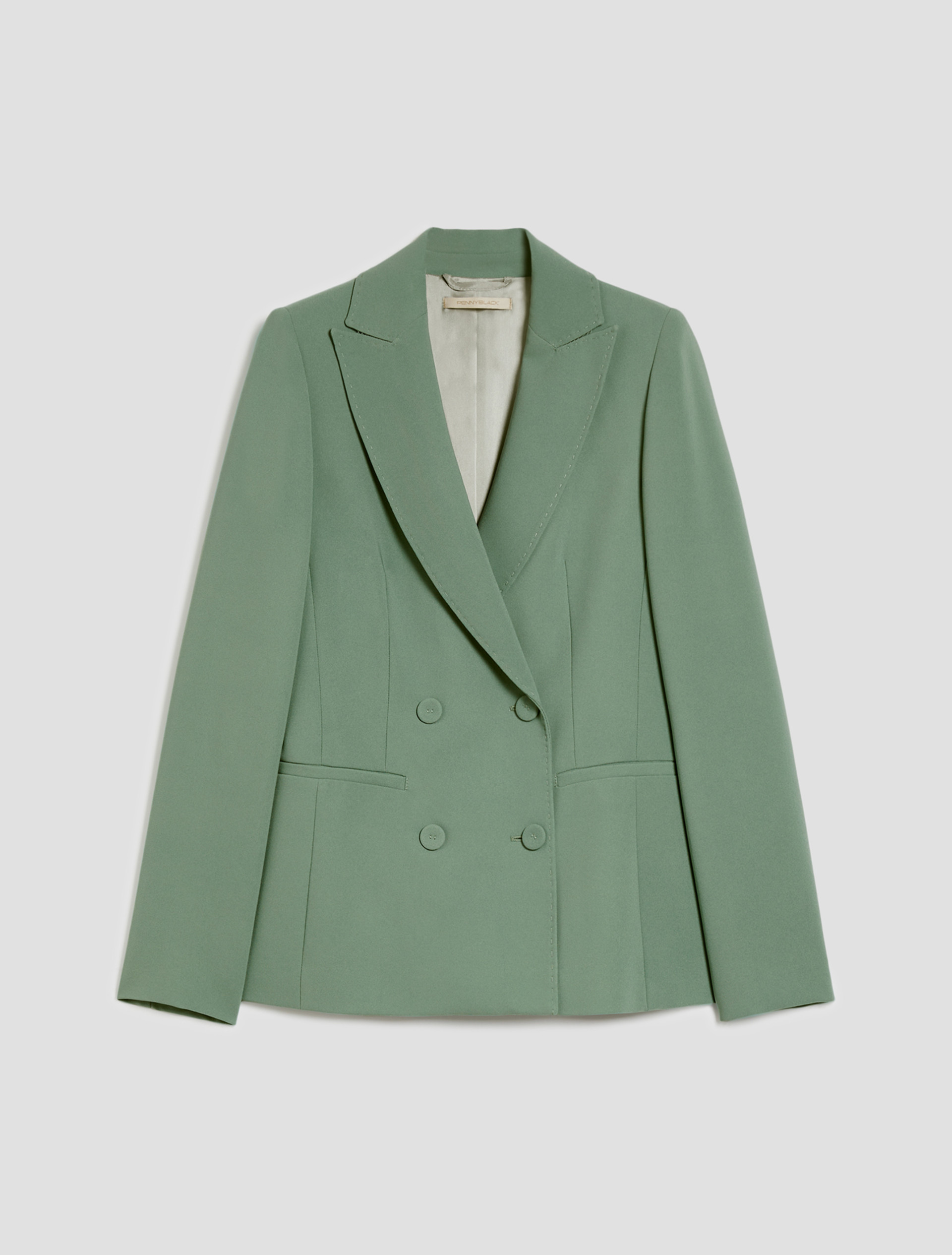 Double-breasted cady blazer - GREEN - pennyblack