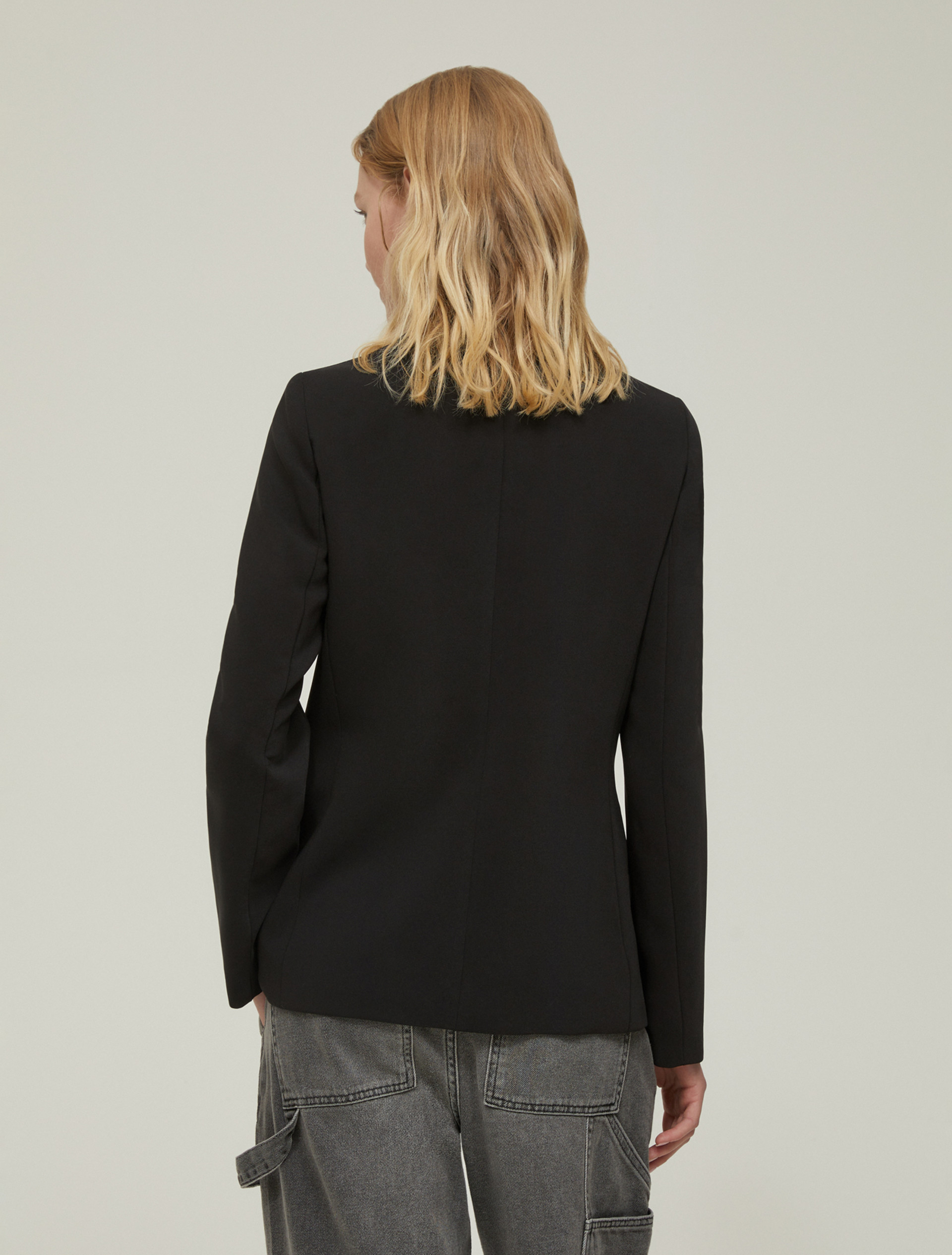 Double-breasted cady blazer - BLACK - pennyblack