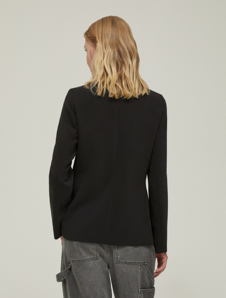 Double-breasted cady blazer - BLACK - pennyblack