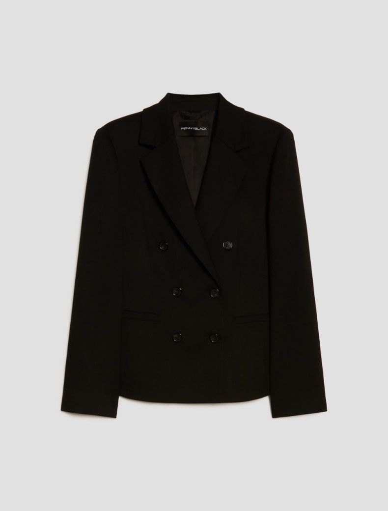 Slim double-breasted blazer - BLACK - pennyblack