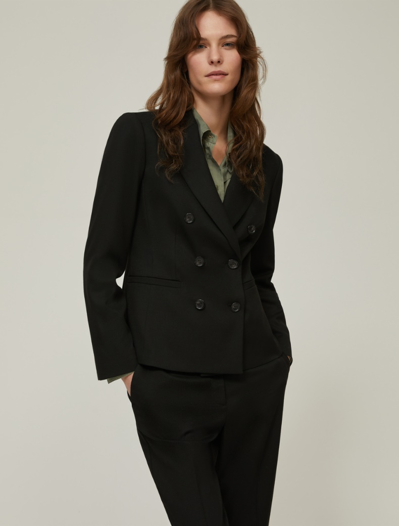 Slim double-breasted blazer - BLACK - pennyblack
